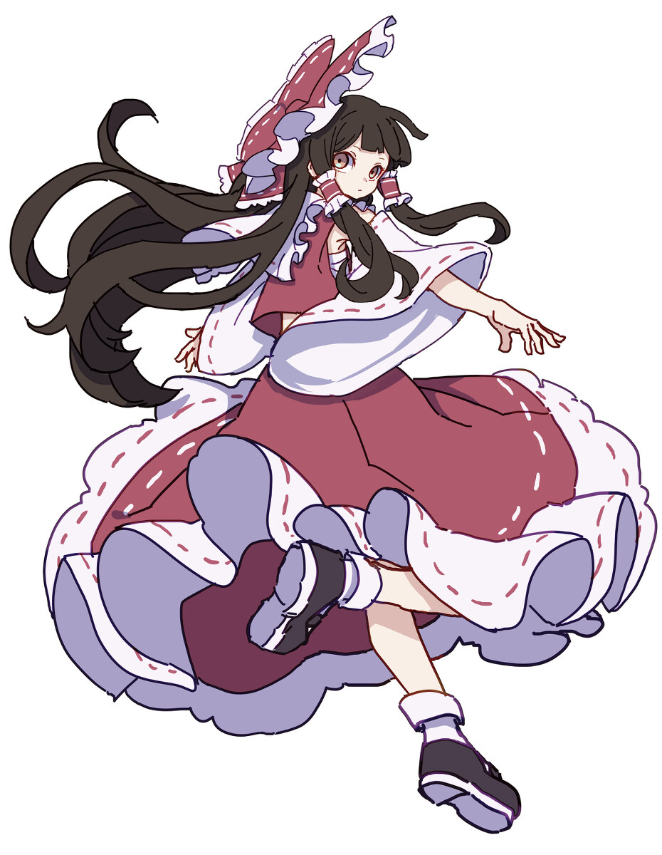在天空中飞的女孩简笔画图片 在空中飞翔的巫女-M站 - 漫头社